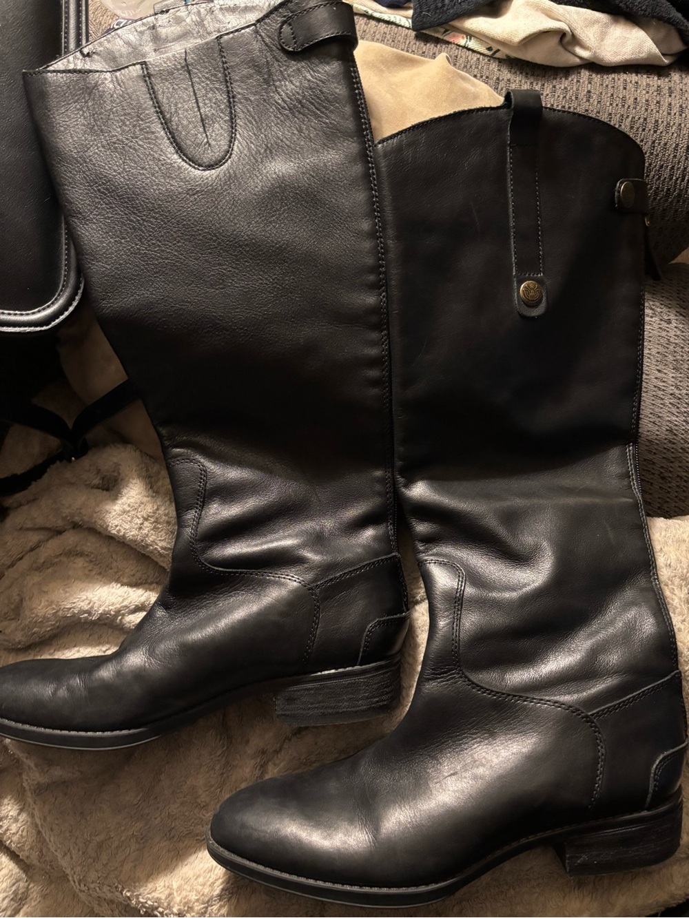 Sam Edelman Black Leather Knee-High Riding Boots Penny